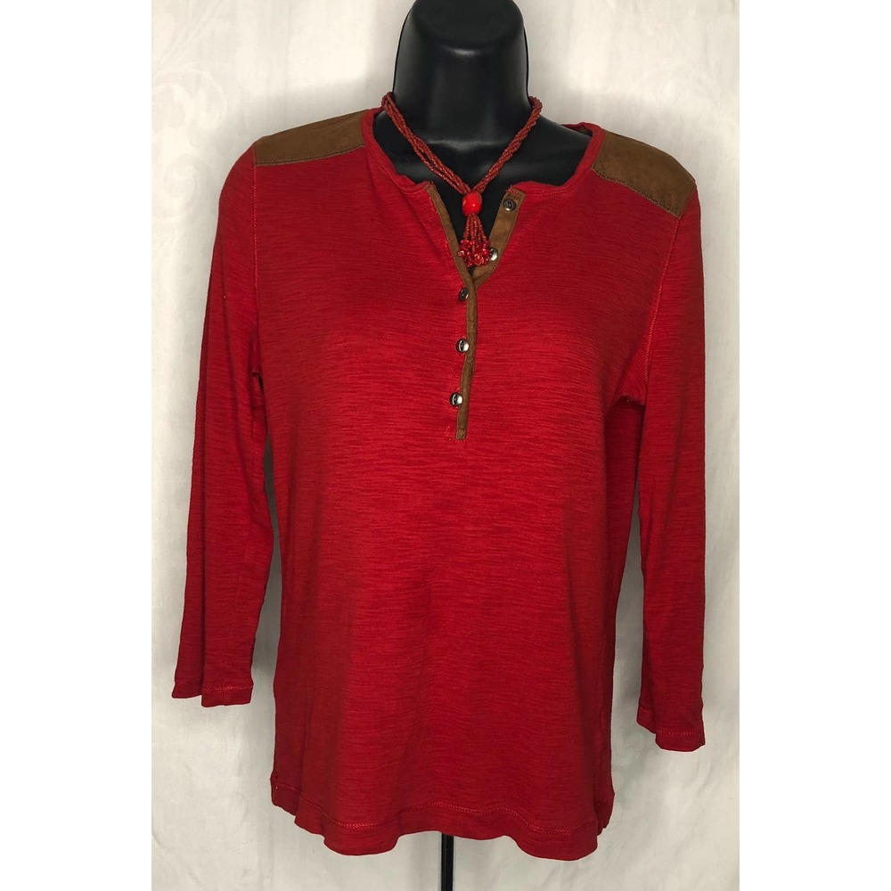 LRL Lauren Ralph Lauren Top Blouse Faux Leather